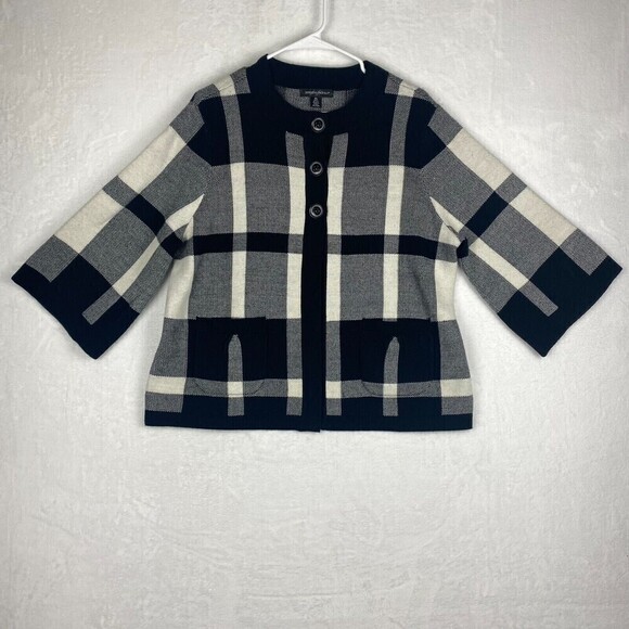 Designers Originals Cardigan Sweater Womens Extra Large Black White Button Front - Picture 3 of 9